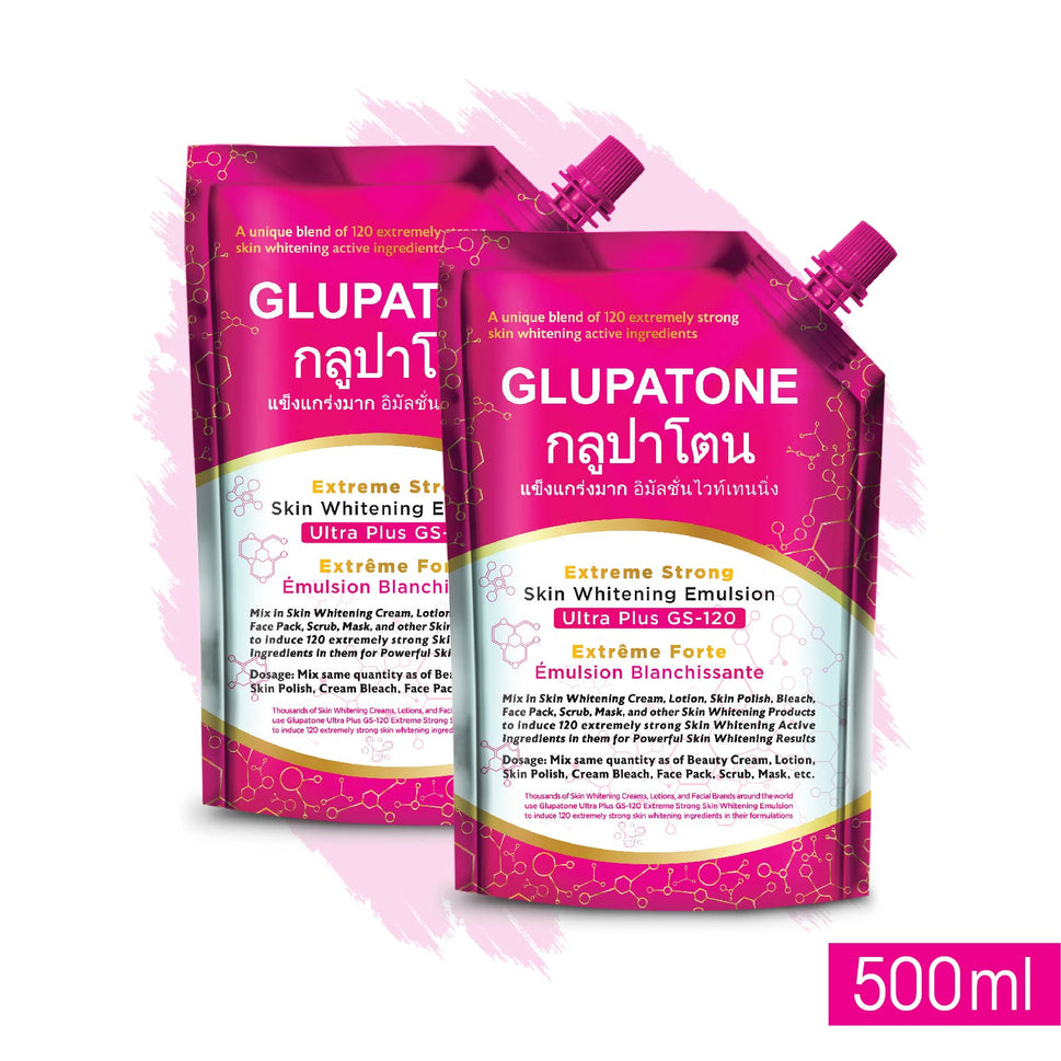 GLUPATONE Extreme Strong Whitening Emulsion Ultra Plus GS-120 For Face & Body 500ml (Pack Of 2)