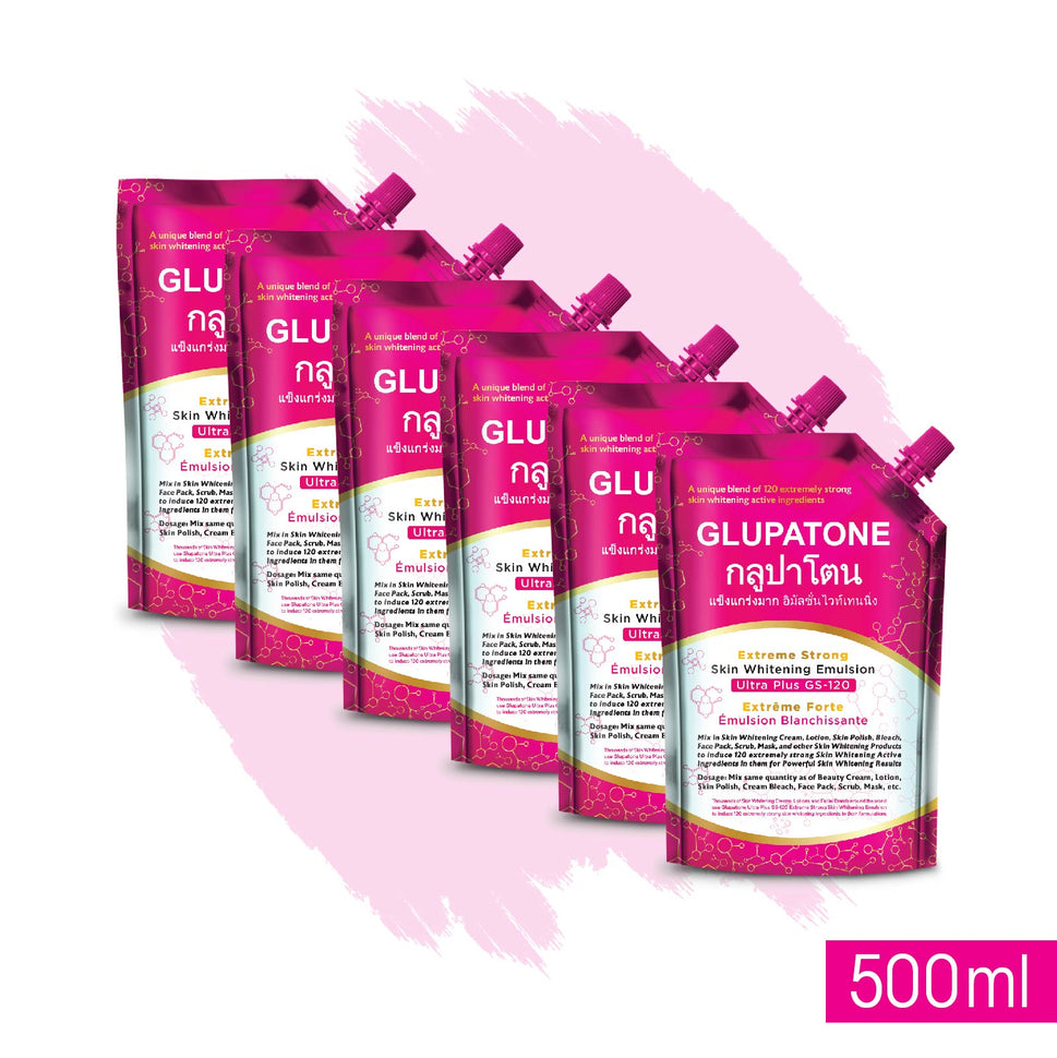 GLUPATONE Extreme Strong Whitening Emulsion Ultra Plus GS-120 For Face & Body 500ml (Pack Of 6)