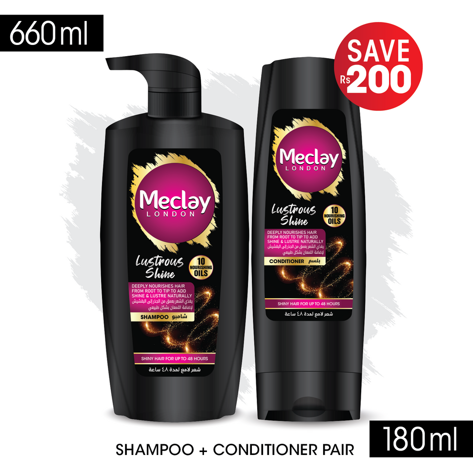 Meclay London Lustrous Shine Shampoo 660ml + Conditioner Pair Box (Save Rupees 200)