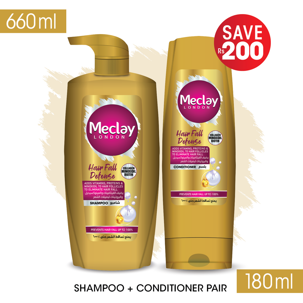 Meclay London Hair Fall Defense Shampoo 660ml + Conditioner Pair Box (Save Rupees 200)