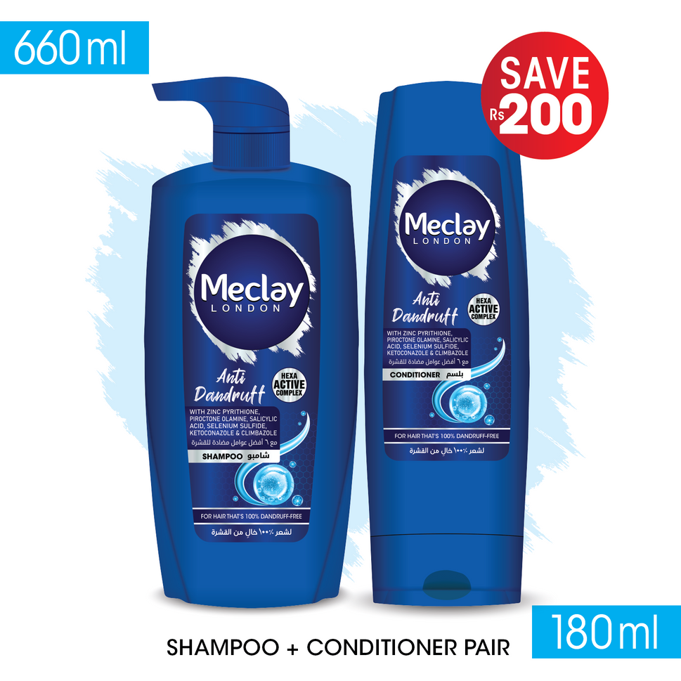 Meclay London Anti Dandruff Shampoo 660ml + Conditioner Pair Box (Save Rupees 200)