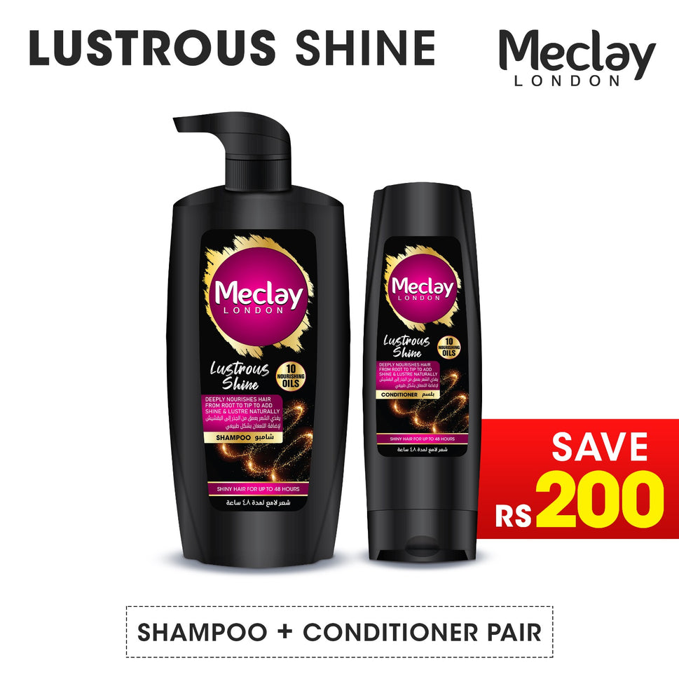 Meclay London Lustrous Shine Shampoo 660ml + Conditioner Pair Box (Save Rupees 200)