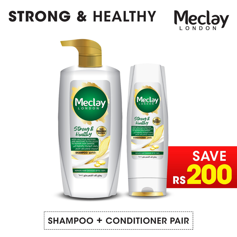 Meclay London Strong & Healthy Shampoo 660ml + Conditioner Pair Box (Save Rupees 200)